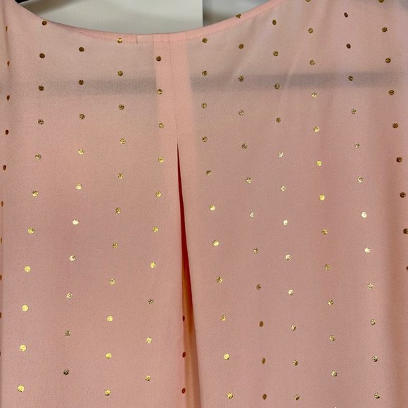 Elle Soft Pink with Gold Polka-dots Bell Sleeve Blouse - M - Picture 5 of 8